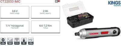 Crown 3.6v, 2Ah Cordless Screwdrivers with 25pcs Bits Set, Model: CT22033_img_4