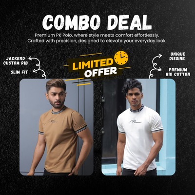 Essential Ribbed T-Shirts – 2-Piece Combo Pack Brown & White_img_0