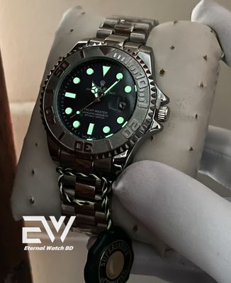 ROLEX YACHT MASTER SWEEP BLACK DIAL SILVER CASE_img_1