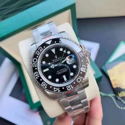 Rolex GMT Master AAA Silver Chain Black Dial_img_0