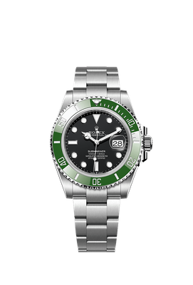 Rolex Submariner Silver Chain Black Dial Green Bezel AAA_img_0