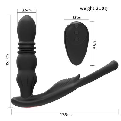 Male Thrusting Prostate Massager Perineum Stimualtor with Penis Ring Delay Ejaculation Anal Butt Plug Sex Toys Silicone Vibrator_img_2