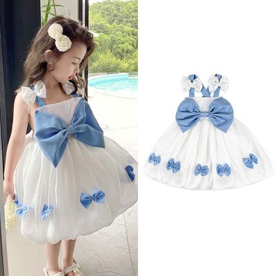 Kids Girl Summer Blue Bow Skirt Princess Dress (6 months to 7 years)_img_0