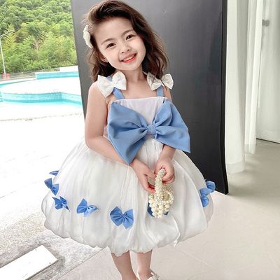 Kids Girl Summer Blue Bow Skirt Princess Dress (6 months to 7 years)_img_2