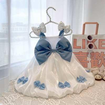 Kids Girl Summer Blue Bow Skirt Princess Dress (6 months to 7 years)_img_4