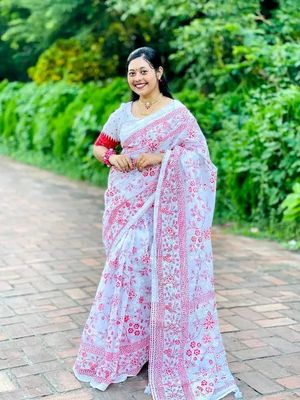 Half silk print sharee