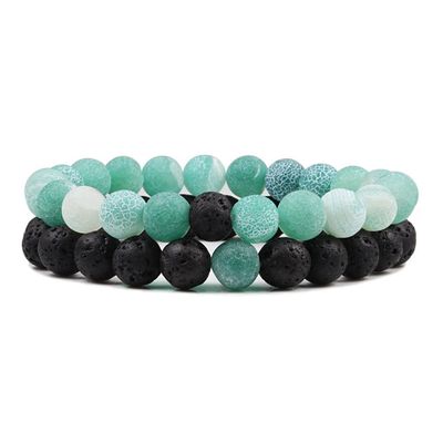 Couple Friendship Double Layer Lava Stone Bracelet_img_3