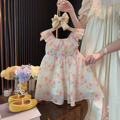 Kids Girls Big Bow Chiffon Floral Princess Dress (2 to 7 years)_img_0