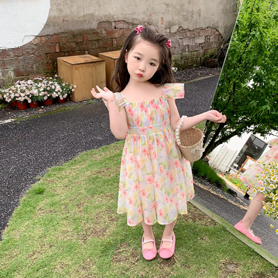 Kids Girls Big Bow Chiffon Floral Princess Dress (2 to 7 years)_img_2