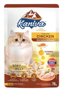 Kaniva Super Premium Grain Free Pouch Soft Jelly Different Flavours Tuna Chicken Lamb Salmon 70g_img_1