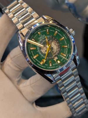 Omega Worldtimer Quartz Chain Silver Green Dial_img_0