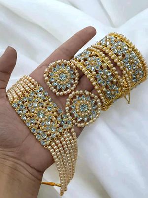 Gorgeous Kundon Neckpace set with  Bangles_img_0