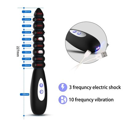 Flexible Electric Shock Pulse Vibrating Anal Bead String Vibrator, Prostate Massager Gay Anal Plug Butt Plug, Sex Toys for Men_img_2