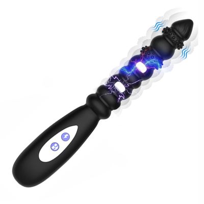 Flexible Electric Shock Pulse Vibrating Anal Bead String Vibrator, Prostate Massager Gay Anal Plug Butt Plug, Sex Toys for Men_img_0