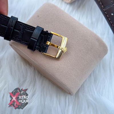 Rolex 1908 Classic Series Leather Belt | Black belt gold Black dial_img_3