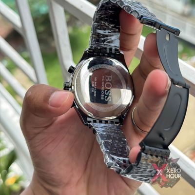 Hugo Boss Chronograph | Single Tone Full Black  Grey dial_img_1