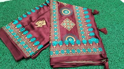 বোধুয়া বেনারশি প্রিন্ট শাড়ি মেরুন কালার_img_2