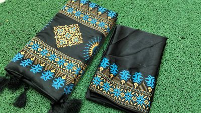 বোধুয়া বেনারশি প্রিন্ট শাড়ি কালো কালার_img_4