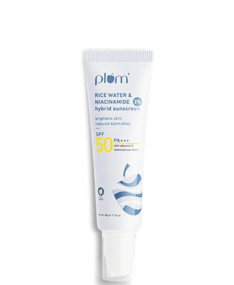 Plum 2% Niacinamide Sunscreen SPF 50 PA++++ With Rice Water | 4-hr Water Resistant | 3x Tan Reduction & Brightens | No White Cast, Lightweight, Non-Sticky | Dermatologically Tested | All Skin Types | Women & Men | 100% Vegan | 50g_img_0