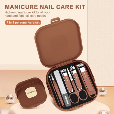 Anti-Splash Nail Care 7 Pcs New Manicure Set (Brown)_img_3
