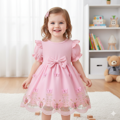 Baby Girl Sweet Pink Butterfly Tulle Princess Dress (6 months to 3 years)
