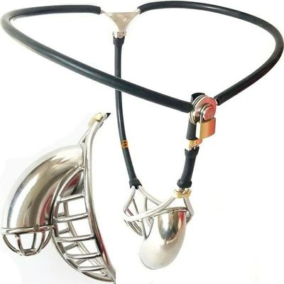 Portable Male Chastity Belt Device&Stopper Invisible Belt with Pierced Cage Bondage Metal Penis Ring Cock Cage Sex Toys for Men_img_11