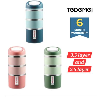 Tedemei 3.5 layers 1.43L Stainless Steel Bowl Lunch Box হটপট সিস্টেম লাঞ্চ বক্স টিফিন বাটি_img_2