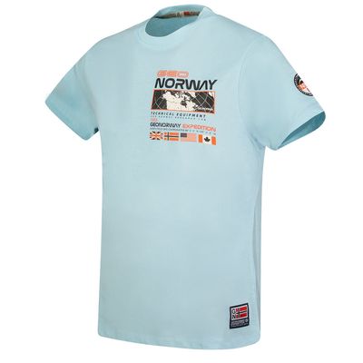 T-Shirt Men Short Sleeve with Sky Blue Flag_img_2