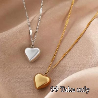 Beautiful heart chain 🩷99 Taka only 🩷Silver and golden both Available_img_0