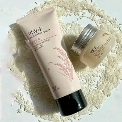 korean Rice Water Bright Foaming Cleanser and Rice Ceramide Moisturizing Cream_img_0