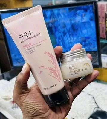 korean Rice Water Bright Foaming Cleanser and Rice Ceramide Moisturizing Cream_img_2