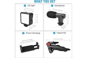 Video -Making Tripod Kit For Live Broadcast 3 In 1 With Microphone, Led Light, Mini Stand & Remote Control, Vloging Kit_img_5