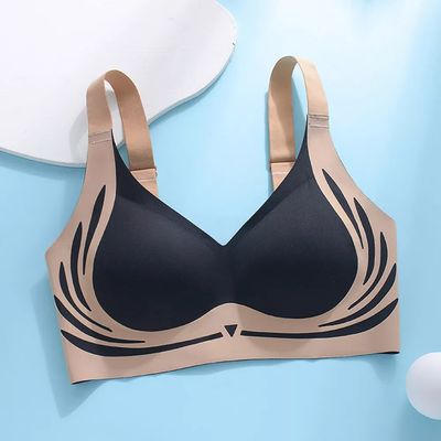 Lifting Anti-Sagging Wireless Push-up Bra V-Neck Underwear Four Rows Of Buckle BraBreathable Adjustable Non-Marking Comfortable_img_4