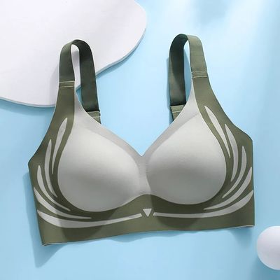Lifting Anti-Sagging Wireless Push-up Bra V-Neck Underwear Four Rows Of Buckle BraBreathable Adjustable Non-Marking Comfortable_img_6