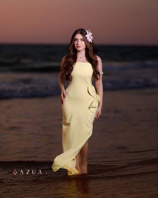 Butter Yellow Strapless Dress_img_2