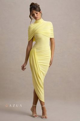 Chic Yellow Pleated Maxi Dress_img_1