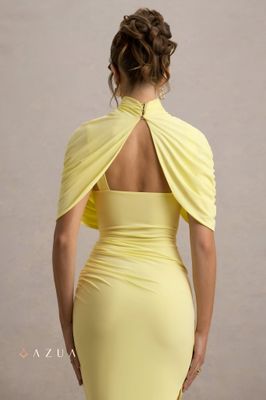 Chic Yellow Pleated Maxi Dress_img_2