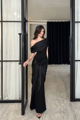 Off-Shoulder Knotted Slim Long Dress_img_8