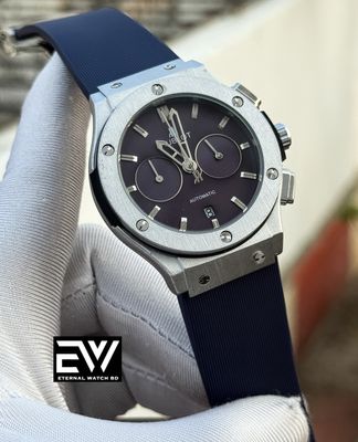 HUBLOT CLASSIC FUSION BLUE SILICON BELT SILVER CASE BLUE DIAL_img_0