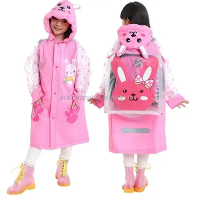 Children Raincoat Waterproof Boys Girls Cartoon Animal Style Kids Rain Coat_img_1