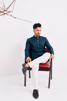 Cotton Classic Panjabi for Men- Bottle Green(PJB-012)_img_1