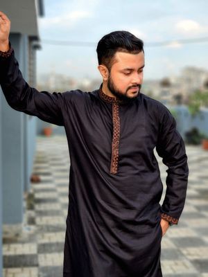 premium elite plate embroidered panjabi code 802(black color)