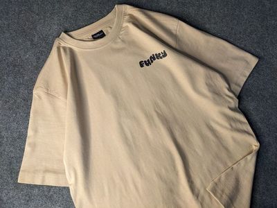 Funky Drop Shoulder T-Shirt Beige_img_0