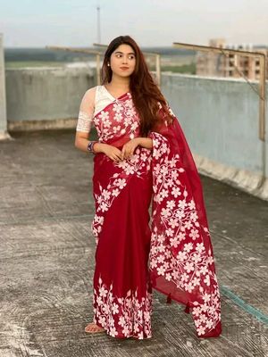 হাফ সিল্ক ব্লক প্রিন্ট শাড়ি_img_2