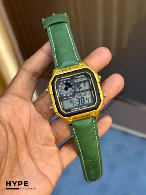 Casio Digital World Timer Leather Belt (Green)_img_0