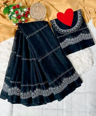 প্রিমিয়াম সফট জর্জেট এমব্রয়ডারি শাড়ি_img_2