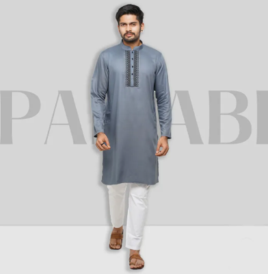 Men's fashionable Panjabi ( Light Ash )_img_0