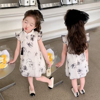 Kids Girls Summer Elegant Floral Cheongsam Style Chinese Princess Dress (1 to 6 years)_img_2