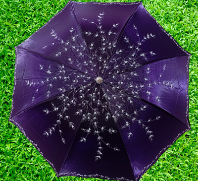Ladies Fashionable And Elegant Anti Uv Sunshade Print Border Lace Umbrella_img_1