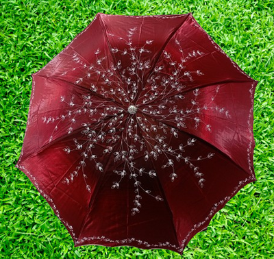 Ladies Fashionable And Elegant Anti Uv Sunshade Print Border Lace Umbrella_img_2